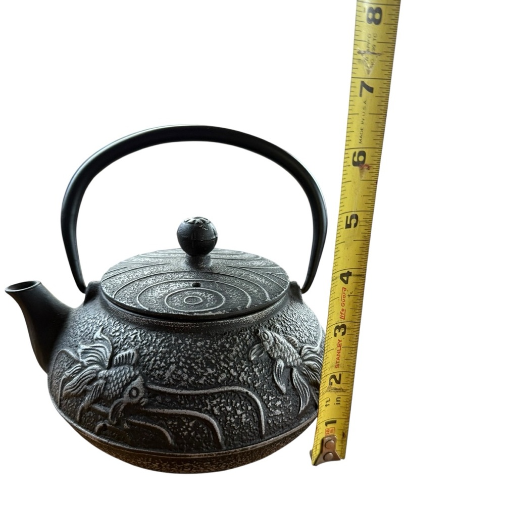 BLACK CAST IRON KOI FISH TEAPOT WITH INFUSER - Picture 6 of 9